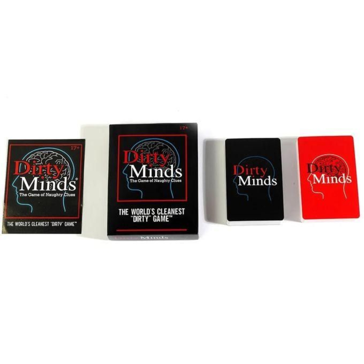 Close-up of Dirty Minds game components, such as cards or the box, highlighting the quality and new condition.