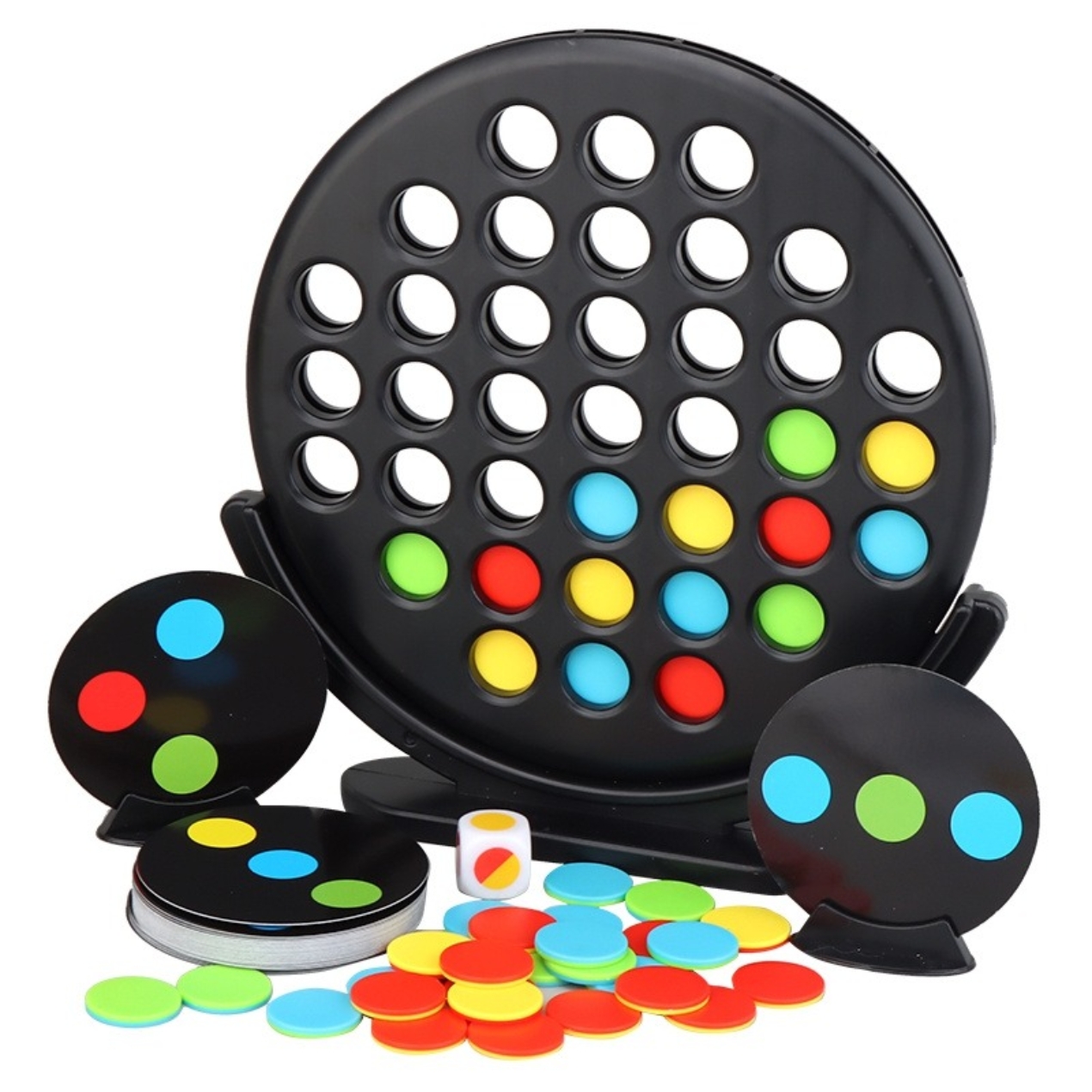 A close-up view of the Double Spot board and pieces highlighting the durable, high-quality materials.