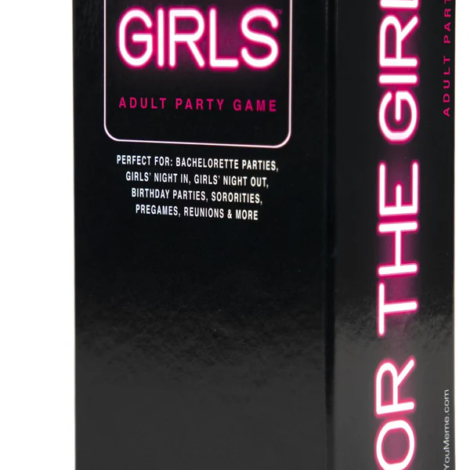 The pink For The Girls adult party game box featuring card decks and dice from Boards Games & Cards.